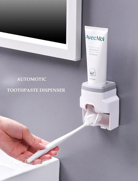 Automatic Toothpaste Dispenser Toothpaste Squeezer Toothbrush Holder - EveryWares