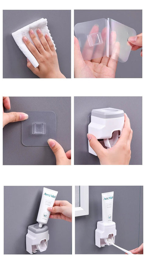 Automatic Toothpaste Dispenser Toothpaste Squeezer Toothbrush Holder - EveryWares