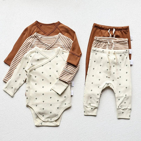 Baby Bodysuit Cotton Newborn Clothes Long Sleeve Bodysuit Option Pants - EveryWares