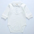 Baby clothes 100% cotton bodysuit 0 - 3Y fashion one piece newborn outfit boy long sleeve polo collar jumpsuit white - EveryWares