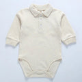 Baby clothes 100% cotton bodysuit 0 - 3Y fashion one piece newborn outfit boy long sleeve polo collar jumpsuit white - EveryWares