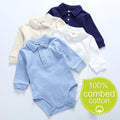 Baby clothes 100% cotton bodysuit 0 - 3Y fashion one piece newborn outfit boy long sleeve polo collar jumpsuit white - EveryWares