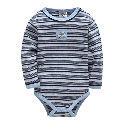 Baby Clothes Cotton Striped Cartoon Print Baby Boy Jumpsuit Long Sleeve Clothing Set - EveryWares