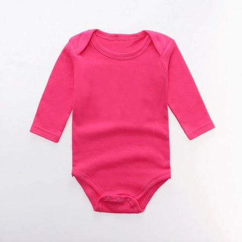 Baby Clothes Solid Color Romper Newborn Long Sleeve 100% Cotton Jumpsuit - EveryWares