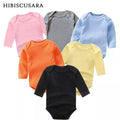 Baby Clothes Solid Color Romper Newborn Long Sleeve 100% Cotton Jumpsuit - EveryWares