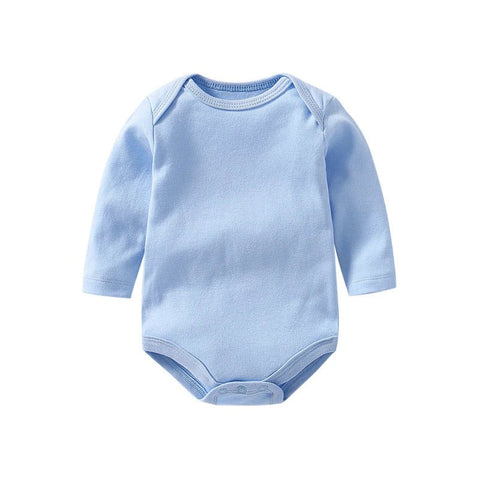 Baby Clothes Solid Color Romper Newborn Long Sleeve 100% Cotton Jumpsuit - EveryWares