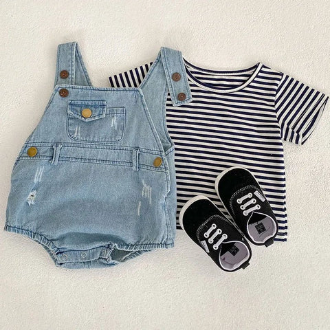 Baby Clothes Summer Suspenders Denim Rompers Cotton Infant Jumpsuits Sleeveless Jeans - EveryWares