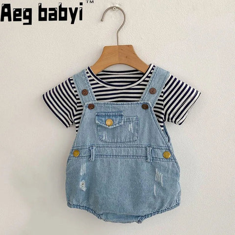 Baby Clothes Summer Suspenders Denim Rompers Cotton Infant Jumpsuits Sleeveless Jeans - EveryWares