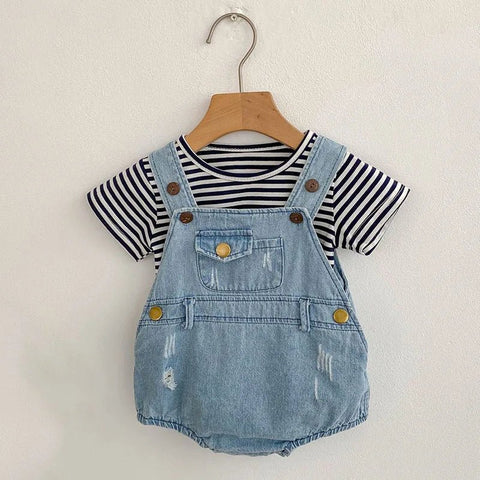 Baby Clothes Summer Suspenders Denim Rompers Cotton Infant Jumpsuits Sleeveless Jeans - EveryWares