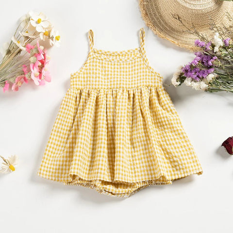 Baby Girls Summer Plaid Rompers Sleeveless Dress - like Bodysuits - EveryWares