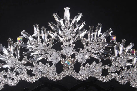 Baroque Silver Crystal Bridal Jewelry Sets Crown, Necklace and Earrings - EveryWares