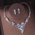 Baroque Silver Crystal Bridal Jewelry Sets Crown, Necklace and Earrings - EveryWares