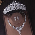 Baroque Silver Crystal Bridal Jewelry Sets Crown, Necklace and Earrings - EveryWares