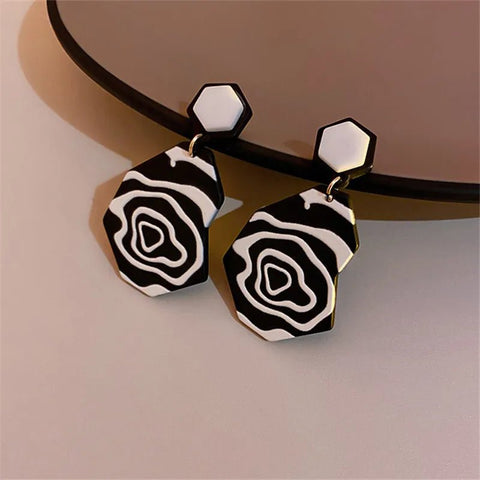 Black and White Acrylic Earrings for Women - EveryWares