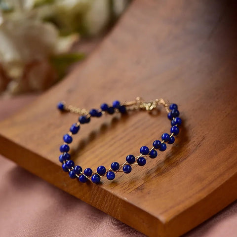 Bracelet Bohemia Gold Filled Main Stone Natural Lapis Lazuli Stone - EveryWares