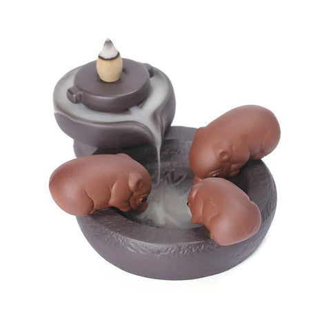 Burner Incense Ceramic Lucky Pig Waterfall - EveryWares