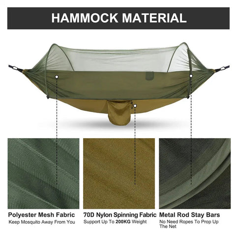 Camping Hammock with Mosquito Net Portable Outdoor Hammocks Swing Sleeping - EveryWares