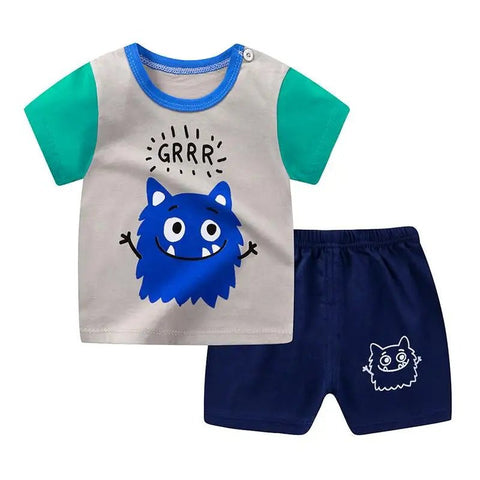 Cartoon T Shirt + Shorts Set Clothes Kids Pajamas Clothing - EveryWares