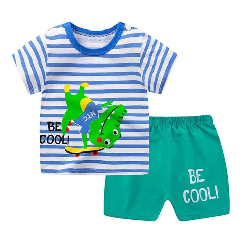 Cartoon T Shirt + Shorts Set Clothes Kids Pajamas Clothing - EveryWares