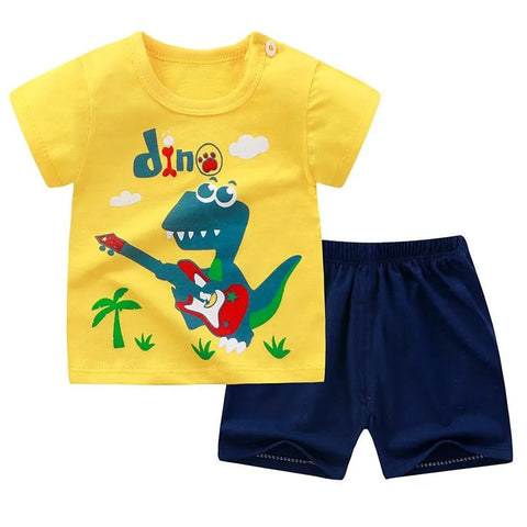 Cartoon T Shirt + Shorts Set Clothes Kids Pajamas Clothing - EveryWares