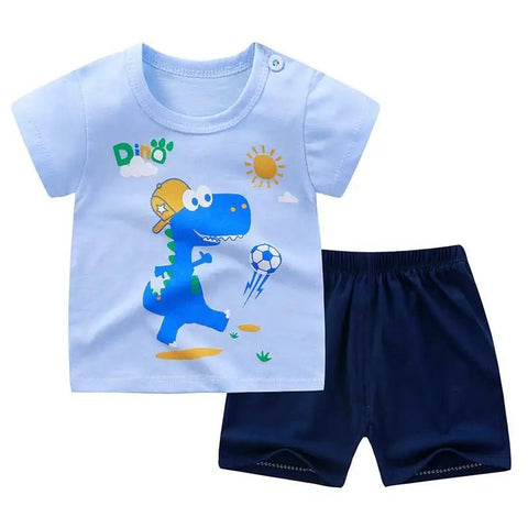 Cartoon T Shirt + Shorts Set Clothes Kids Pajamas Clothing - EveryWares