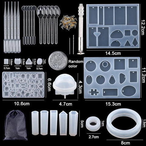 Casting Molds Set Silicone UV Casting Tools Kits Resin Casting Molds For Jewelry Making DIY - EveryWares