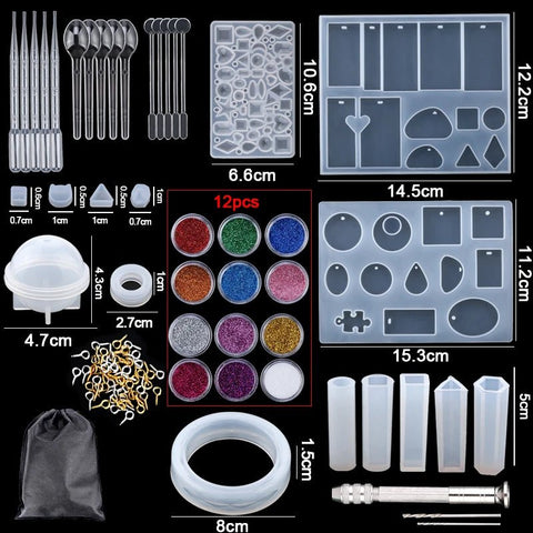 Casting Molds Set Silicone UV Casting Tools Kits Resin Casting Molds For Jewelry Making DIY - EveryWares