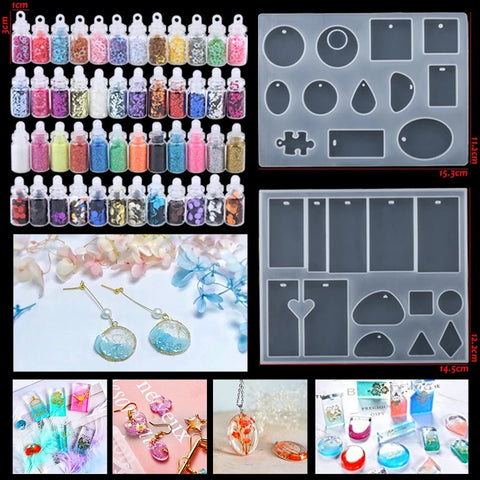 Casting Molds Set Silicone UV Casting Tools Kits Resin Casting Molds For Jewelry Making DIY - EveryWares