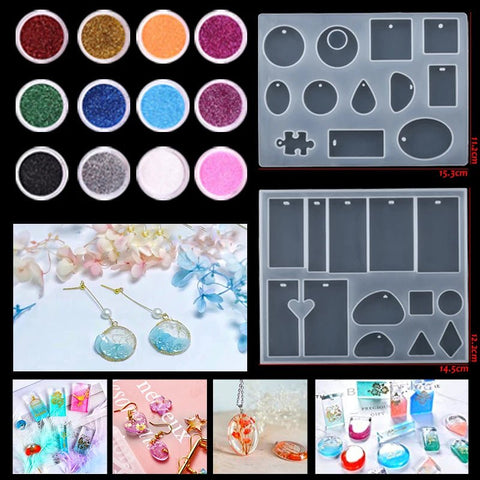 Casting Molds Set Silicone UV Casting Tools Kits Resin Casting Molds For Jewelry Making DIY - EveryWares