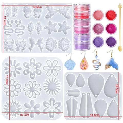 Casting Molds Set Silicone UV Casting Tools Kits Resin Casting Molds For Jewelry Making DIY - EveryWares