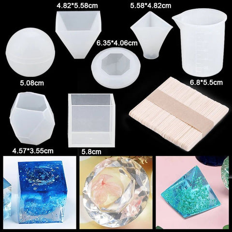 Casting Molds Set Silicone UV Casting Tools Kits Resin Casting Molds For Jewelry Making DIY - EveryWares