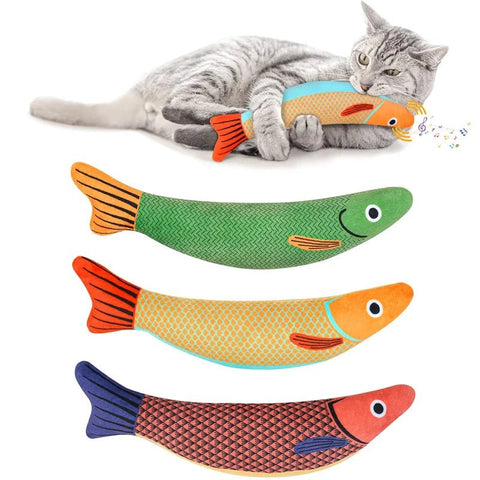 Cat Toy 3D Simulation Fish Pillow Interactive Sounding Cat Bite Plush Toys - EveryWares