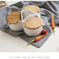 Ceramic Spice Storage Box with Wooden Lid and Bamboo Tray - EveryWares