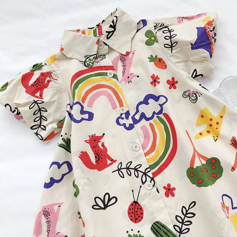 Children's Summer Printed Short Sleeve Dress - EveryWares