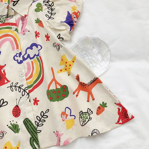 Children's Summer Printed Short Sleeve Dress - EveryWares