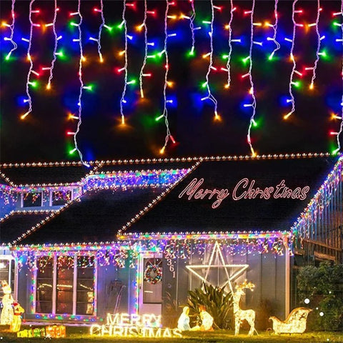 Christmas Lights Waterfall Outdoor Decoration Curtain String Lights - EveryWares