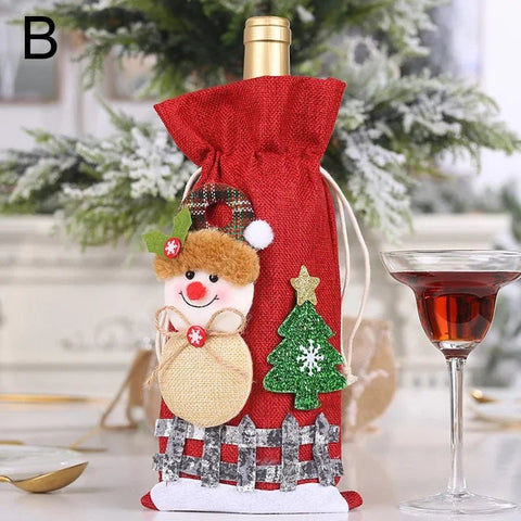 Christmas Wine Bottle Covers Bag Bottle Cover Sleeve Merry Christmas New Year Table Decorations - EveryWares