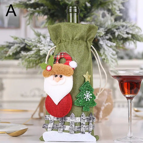 Christmas Wine Bottle Covers Bag Bottle Cover Sleeve Merry Christmas New Year Table Decorations - EveryWares