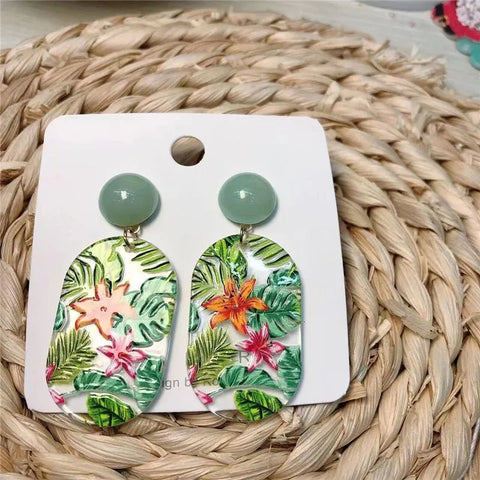 Colorful Acrylic Resin Earrings, Hand Painted - EveryWares