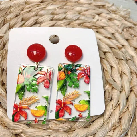 Colorful Acrylic Resin Earrings, Hand Painted - EveryWares