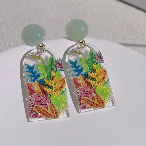 Colorful Acrylic Resin Earrings, Hand Painted - EveryWares