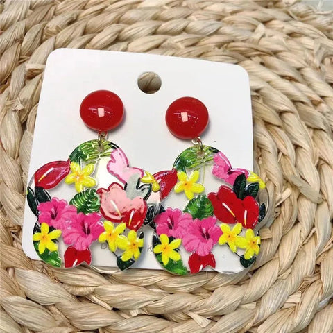 Colorful Acrylic Resin Earrings, Hand Painted - EveryWares