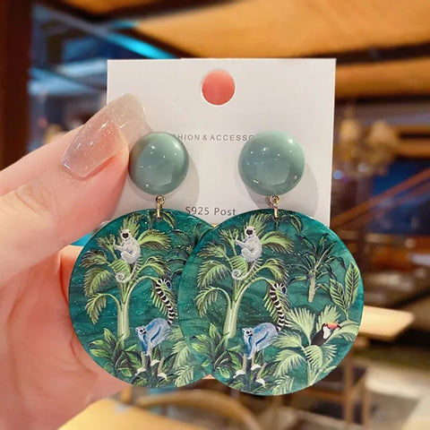 Colorful Acrylic Resin Earrings, Hand Painted - EveryWares