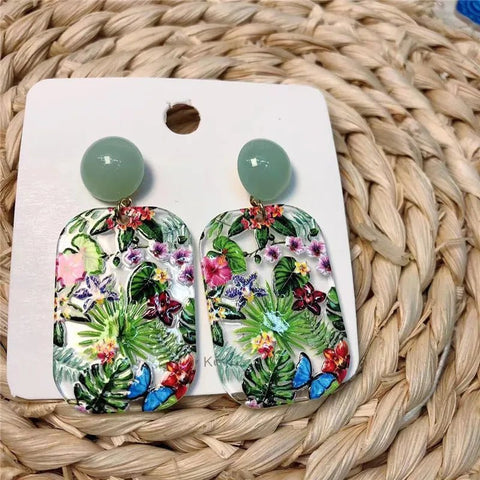 Colorful Acrylic Resin Earrings, Hand Painted - EveryWares