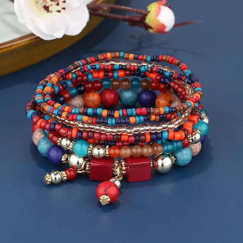 Colorful Rice Beads Bracelet Set Handmade Beaded - EveryWares