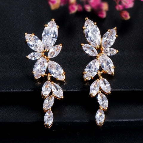 Crystal Dangle Drop Earrings Shiny Leaf - EveryWares