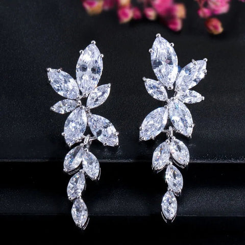 Crystal Dangle Drop Earrings Shiny Leaf - EveryWares