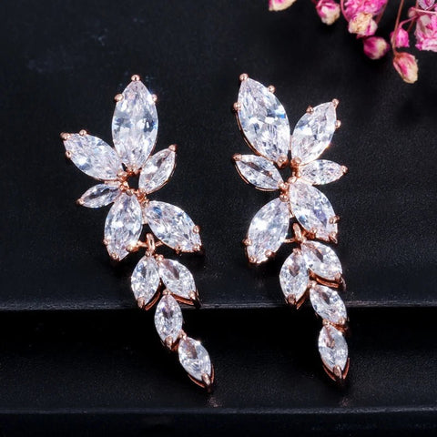 Crystal Dangle Drop Earrings Shiny Leaf - EveryWares