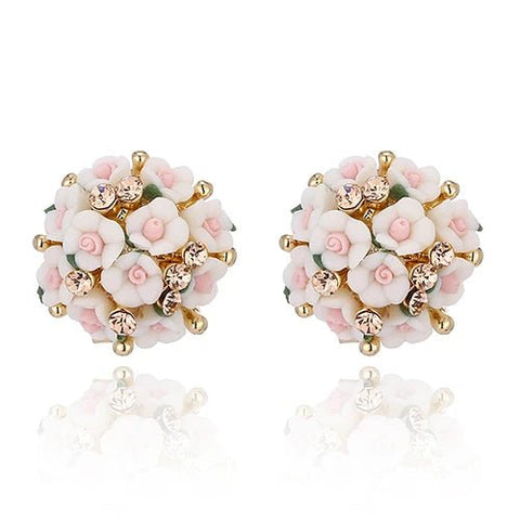 Crystal Earrings With Small Bouquet - Shaped Flowers - EveryWares