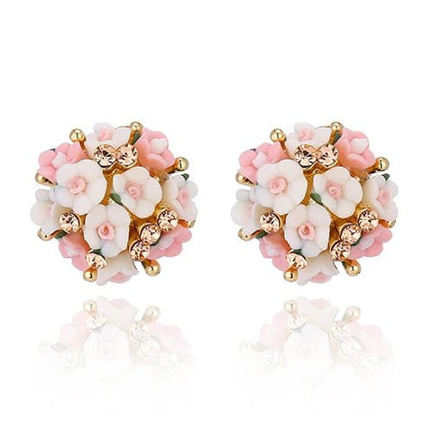 Crystal Earrings With Small Bouquet - Shaped Flowers - EveryWares